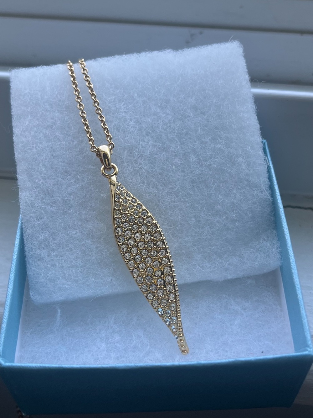 Touchstone Crystal Gold Crystal Pavé Leaf Do The Twist Pendant!
